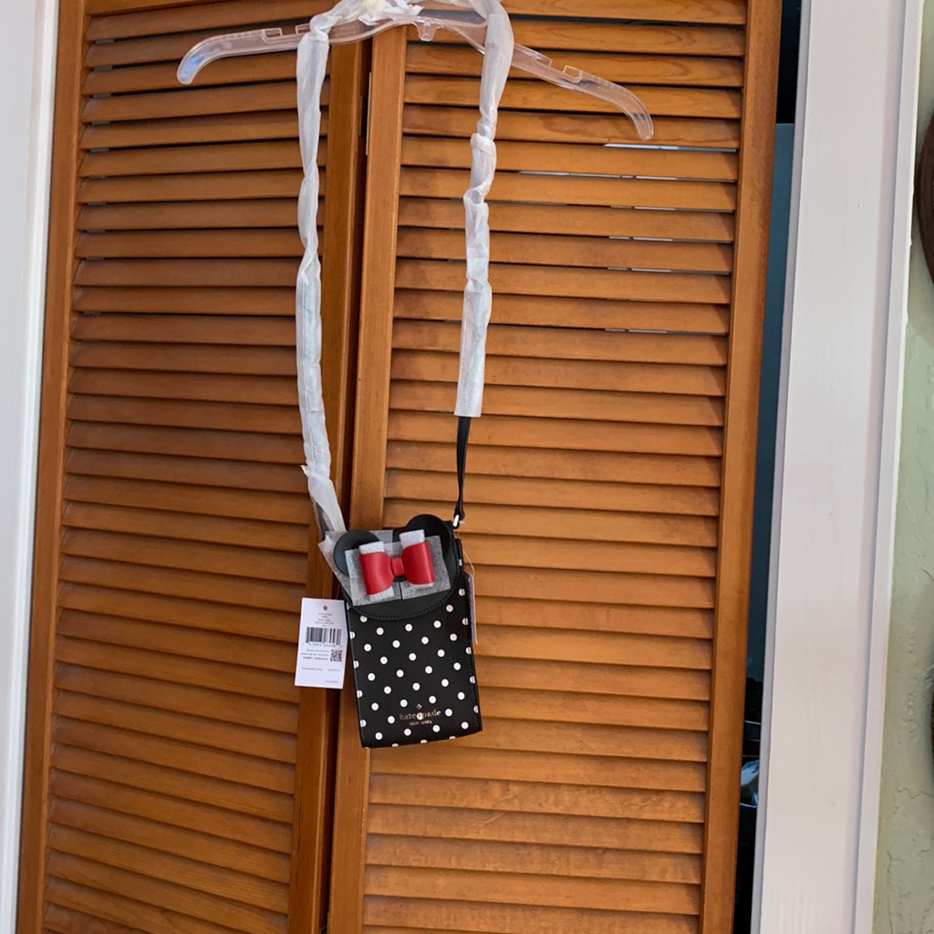 Kate Spade Bag, Nwt, Minnie Crossbody, Disney X, Black With White Dots